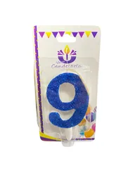 Vela Escarchada Numero 9 Azul