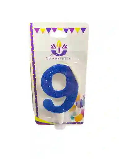 Vela Escarchada Numero 9 Azul