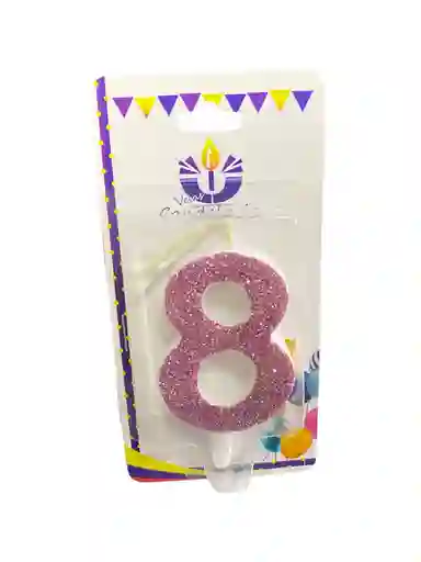 Vela Escarchada Numero 8 Oro Rosa