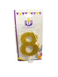 Vela Escarchada Numero 8 Dorada