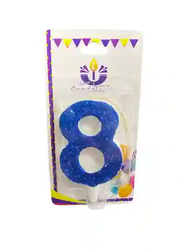 Vela Escarchada Numero 8 Azul