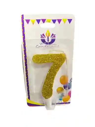 Vela Escarchada Numero 7 Dorada