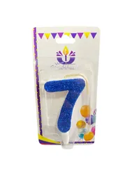 Vela Escarchada Numero 7 Azul