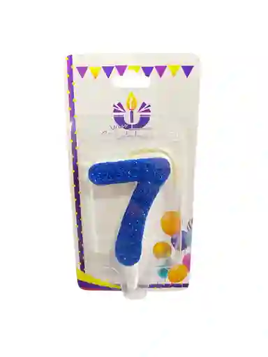Vela Escarchada Numero 7 Azul