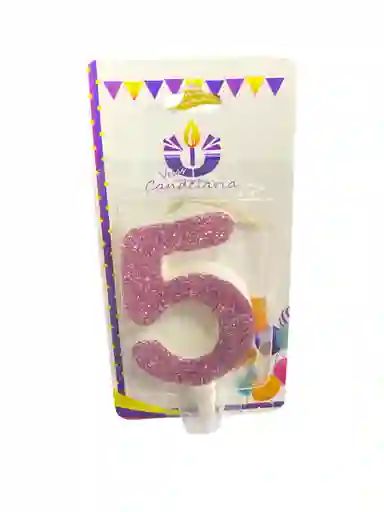 Vela Escarchada Numero 5 Oro Rosa