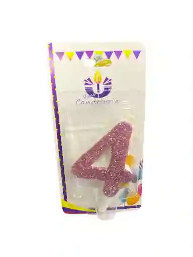 Vela Escarchada Numero 4 Oro Rosa