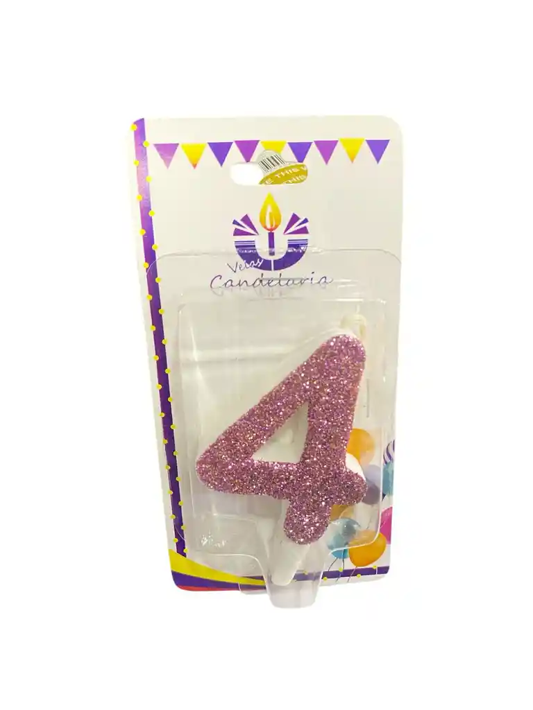 Vela Escarchada Numero 4 Oro Rosa