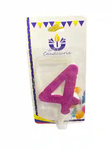 Vela Escarchada Numero 4 Fuscia