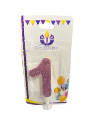 Vela Escarchada Numero 1 Oro Rosa