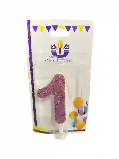 Vela Escarchada Numero 1 Oro Rosa