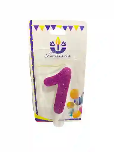 Vela Escarchada Numero 1 Fuscia