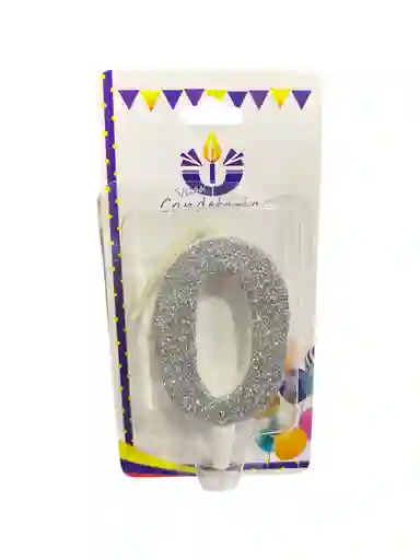 Vela Escarchada Numero 0 Plateada