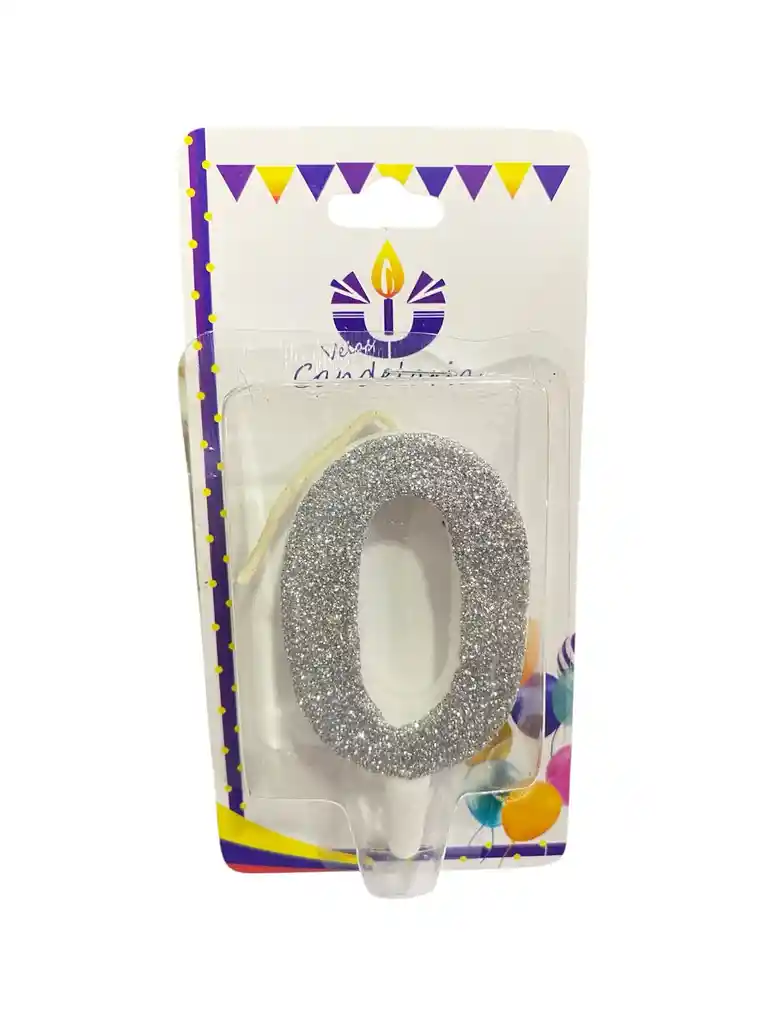 Vela Escarchada Numero 0 Plateada