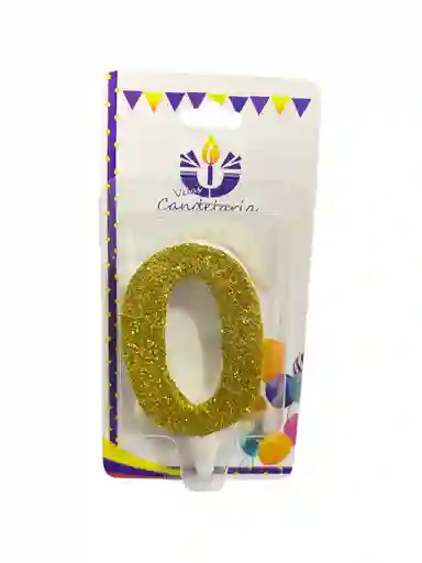 Vela Escarchada Numero 0 Dorada
