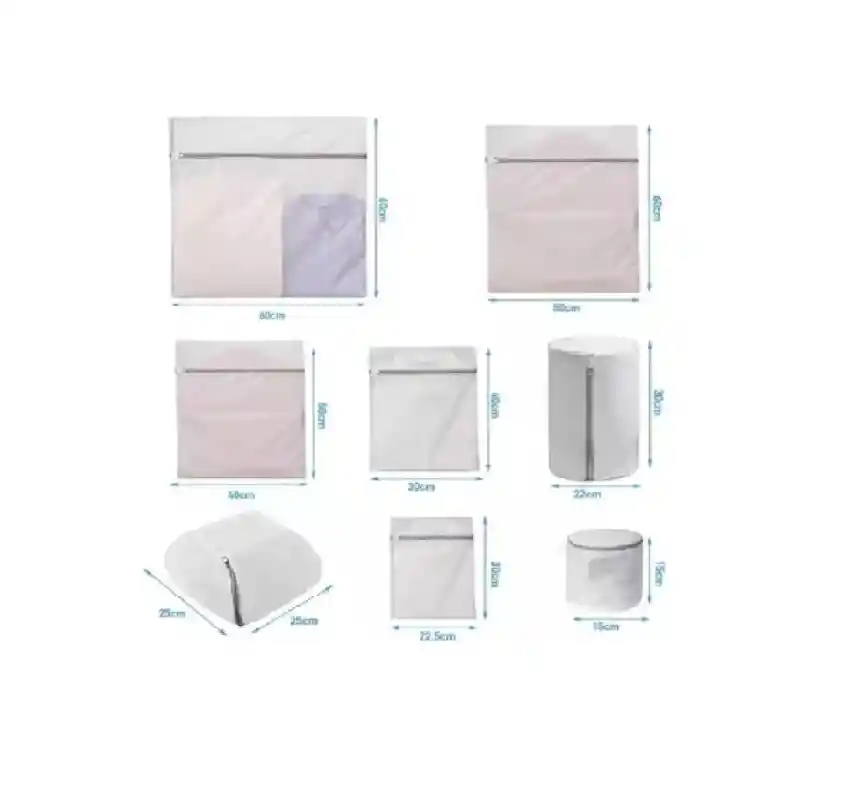 Set X8 Bolsas Malla Fina Para Lavar Ropa Delicada, Lavadora