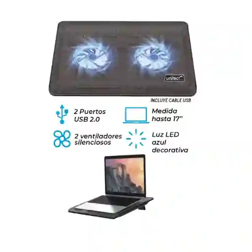 Base Para Portatil 2 Ventiladores Reclinable