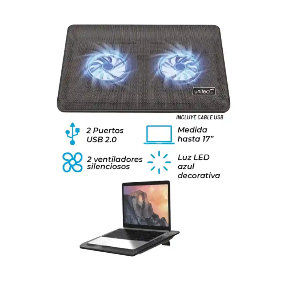 Base Para Portatil 2 Ventiladores Reclinable