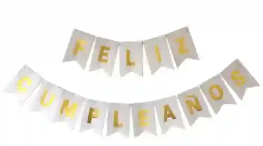 Banderin Feston Fiesta Feliz Cumpleaños Metalizado Plateado