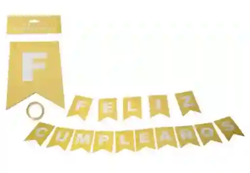 Banderin Feston Fiesta Feliz Cumpleaños Metalizado Dorado