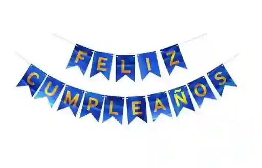 Banderin Feston Fiesta Feliz Cumpleaños Metalizado Azul Rey
