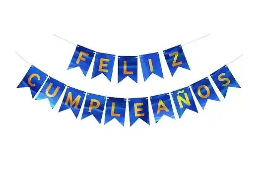 Banderin Feston Fiesta Feliz Cumpleaños Metalizado Azul Rey
