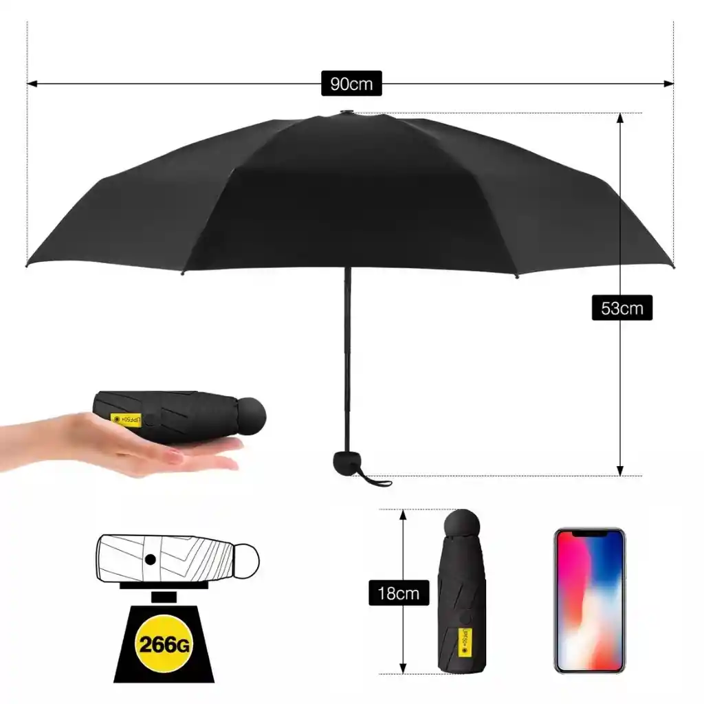 Sombrilla Mini Paraguas De Bolsillo Con Funda Y Filtro Uv