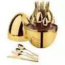 Kit De Cubiertos Con Estuche - Elegancia En Huevo Dorado