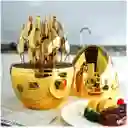 Kit De Cubiertos Con Estuche - Elegancia En Huevo Dorado