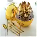 Kit De Cubiertos Con Estuche - Elegancia En Huevo Dorado