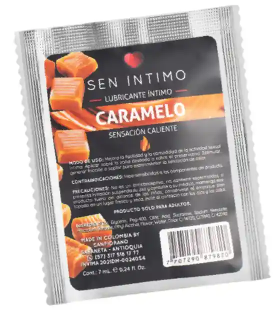 Lubricante Caramelo Sensación Caliente En 7ml