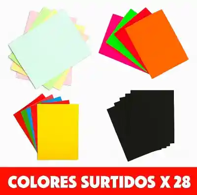 Octavo De Cartulina X 28 Und Colores En Octavos