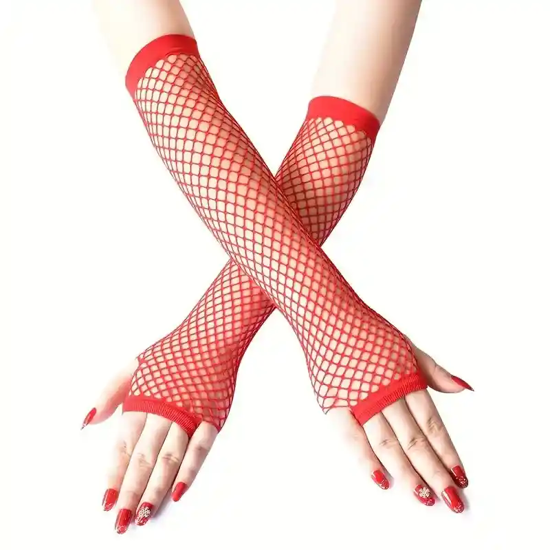 Guantes Rojos De Malla Sin Dedos