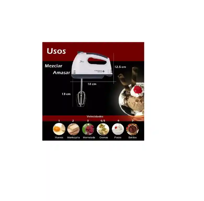 Batidora Mano Home Elements 7 Velocidades 150 W