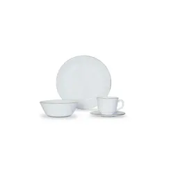 Vajilla Vitrocerámica Borde Dorado – 4 Puestos -16 Piezas