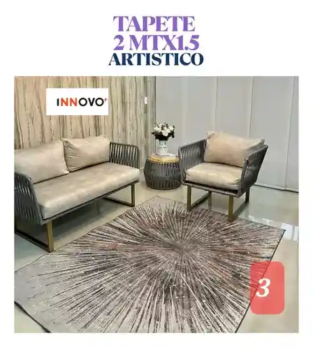 Tapete Decorativo Antideslizante Diseño Persa Three 2 Mt X 1.5 Mt Innovo