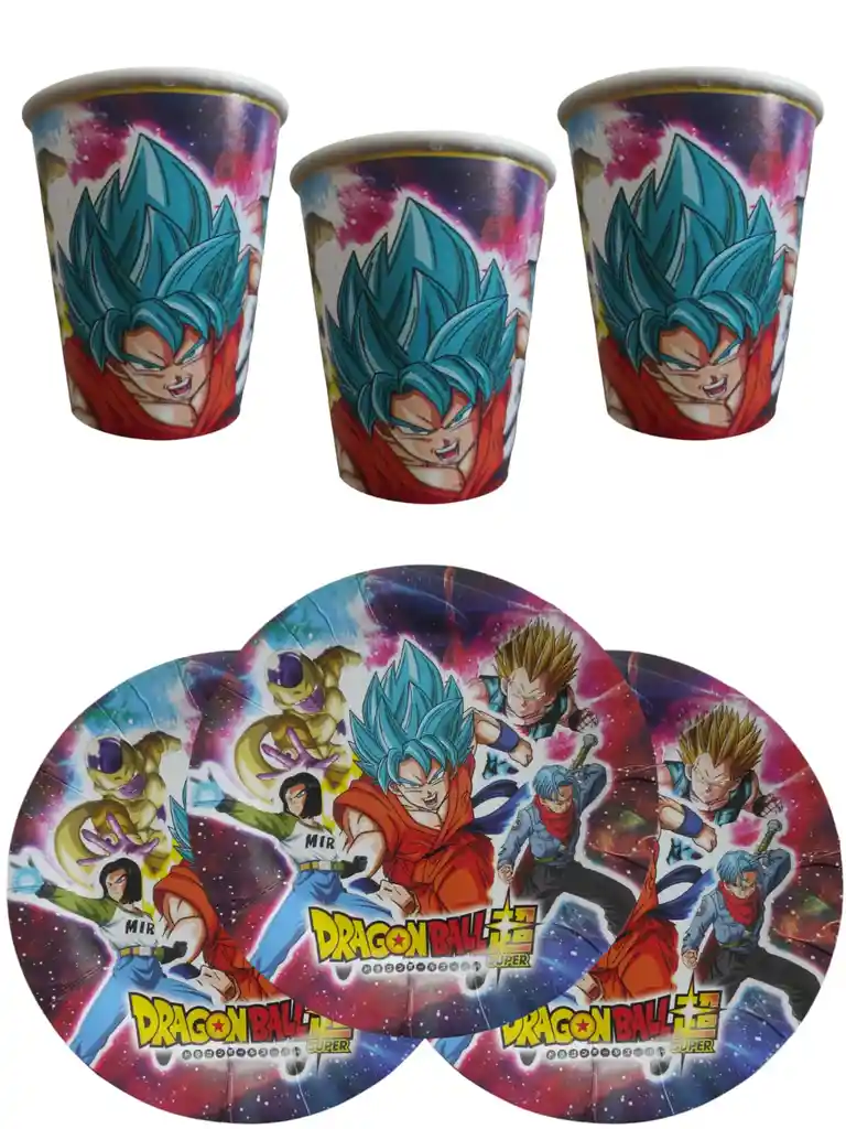 10 Platos Y Vasos Dragon Ball Goku Cumpleaños Fiestas
