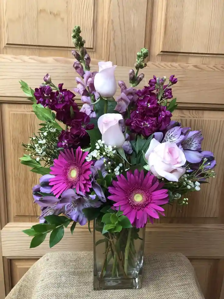 Jarron De Mix De Flores Moradas