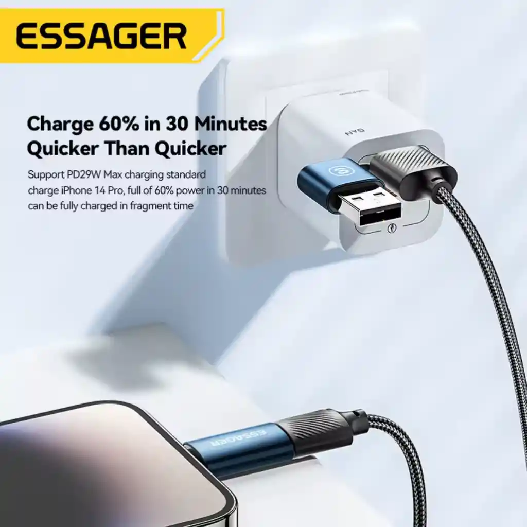 Cable Carga Rapida Para Iphone Lightning Usb Y Usb-c 65w