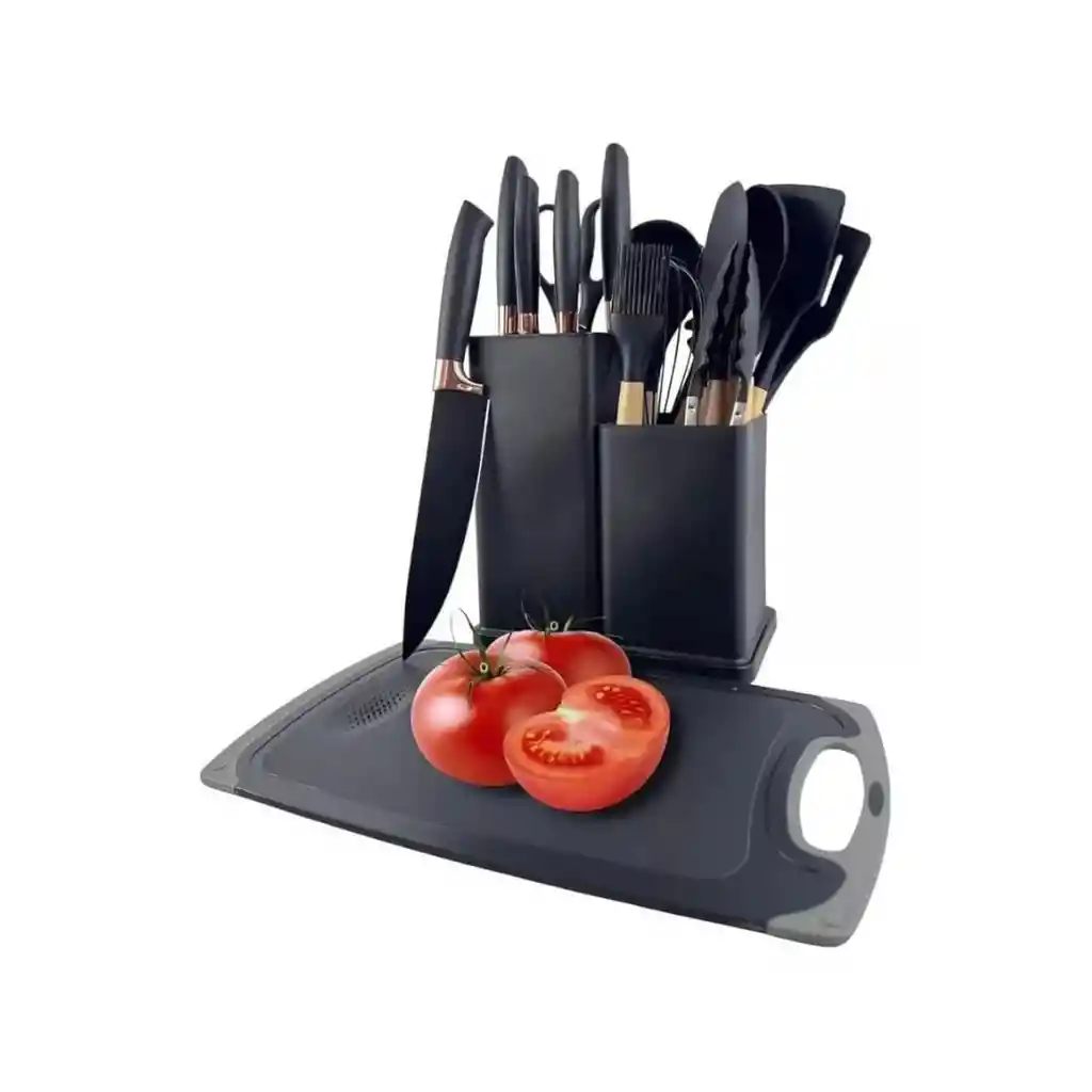 Set Utensilios De Cocina En Silicona Y Juegos De Cuchillos 19*piezas