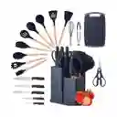 Set Utensilios De Cocina En Silicona Y Juegos De Cuchillos 19*piezas