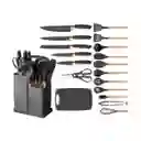 Set Utensilios De Cocina En Silicona Y Juegos De Cuchillos 19*piezas