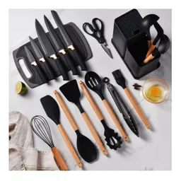Set Utensilios De Cocina En Silicona Y Juegos De Cuchillos 19*piezas