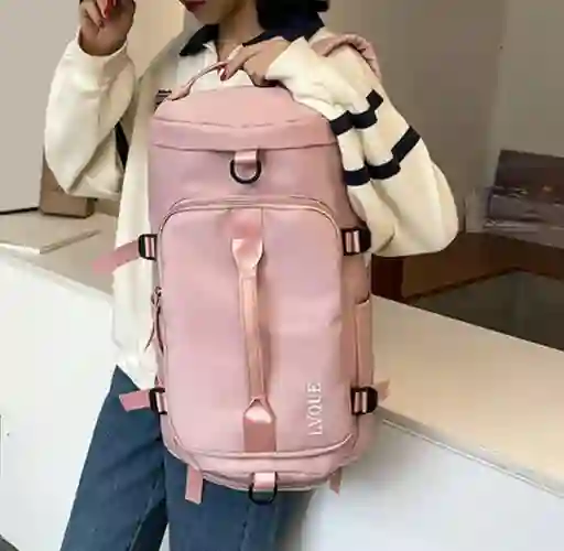 Bolso Morral Viajero Impermeable Camping - Rosa