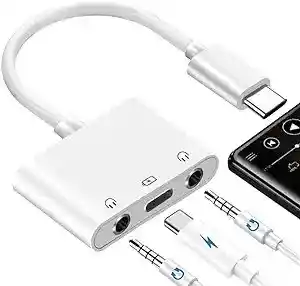 Adaptador De Audio Tipo C Con Dual Audio 3.5mm + Tipo C Carga Rapida