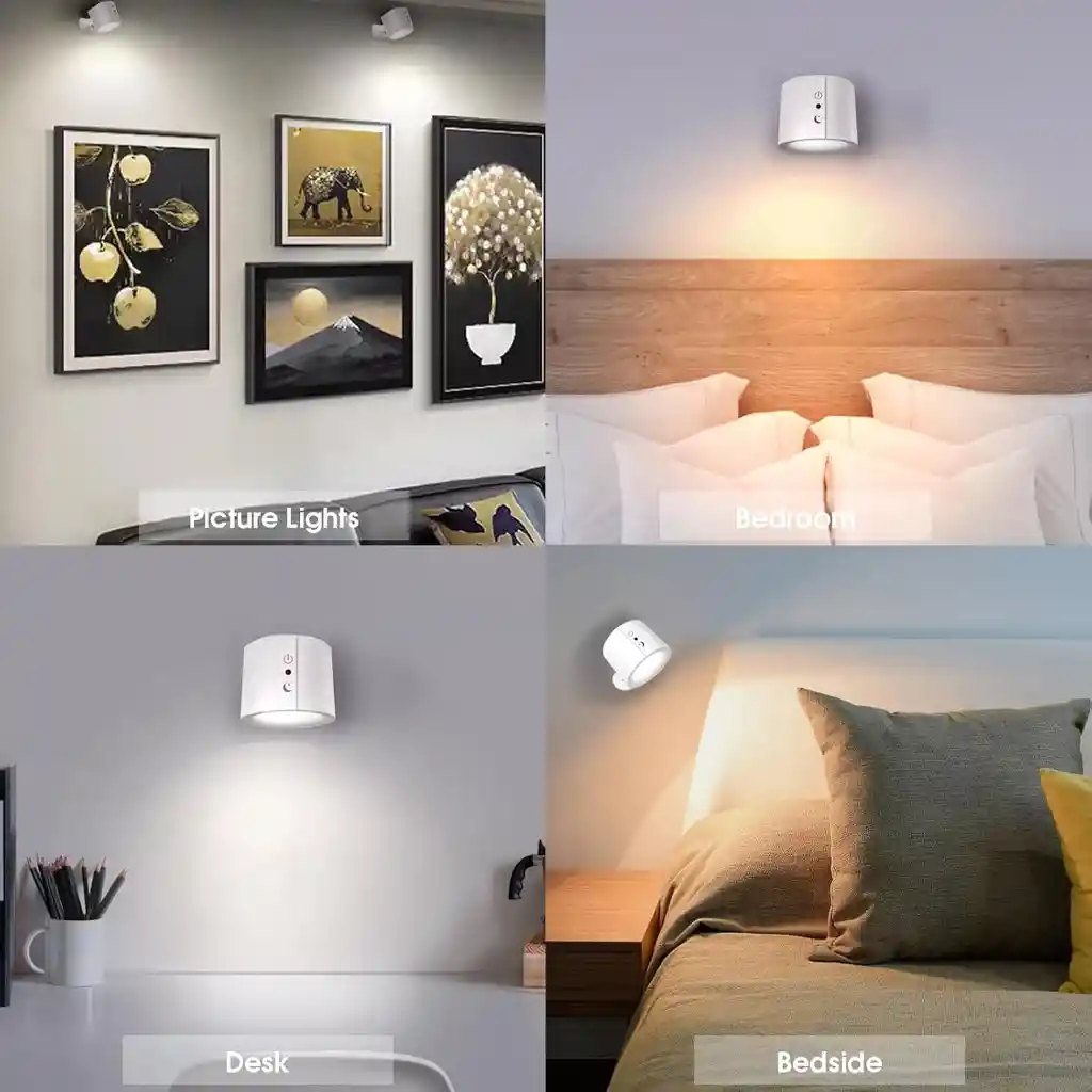 Lámpara Led De Pared Con Control Táctil, 360° Ajustable