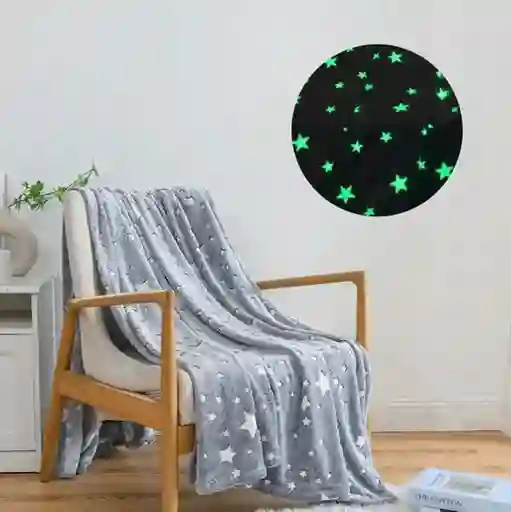 Manta Cobija Luminosa Brilla En La Oscuridad 120 X 160 Cm - Gris
