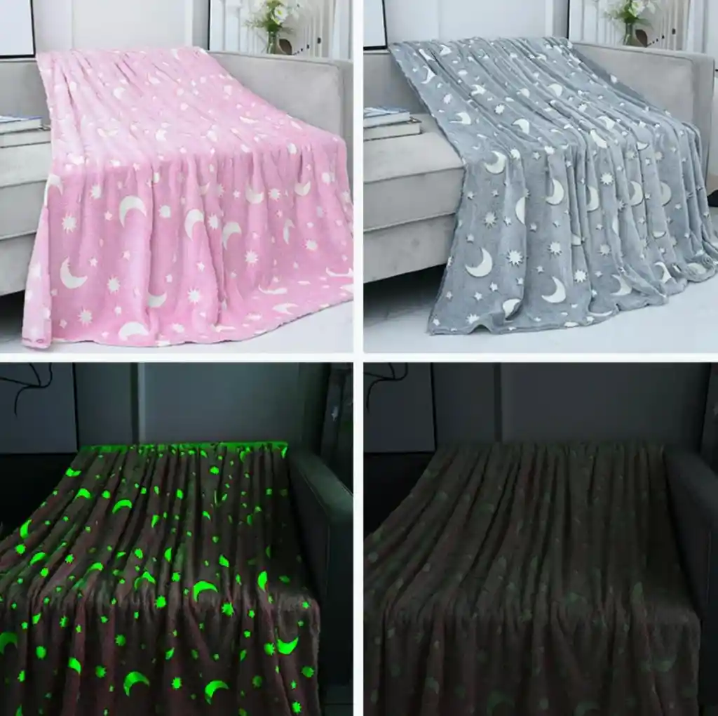 Manta Cobija Luminosa Brilla En La Oscuridad 120 X 160 Cm - Gris