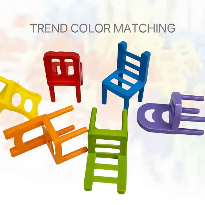 Juego De Mesa Apilar Sillas Torre 42 Pcs Colores Chair Stack