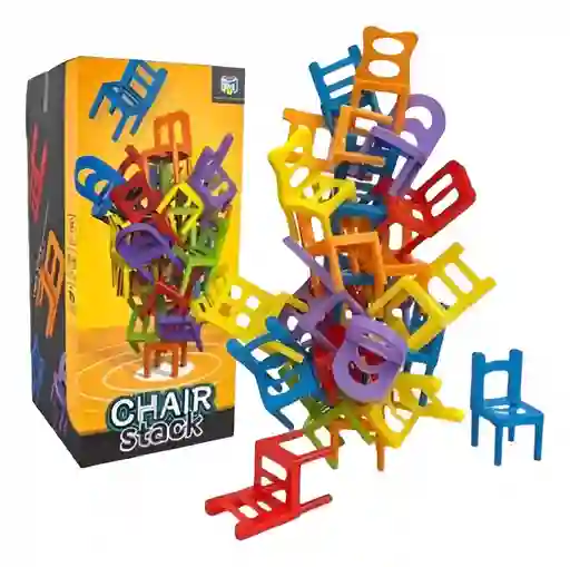 Juego De Mesa Apilar Sillas Torre 42 Pcs Colores Chair Stack