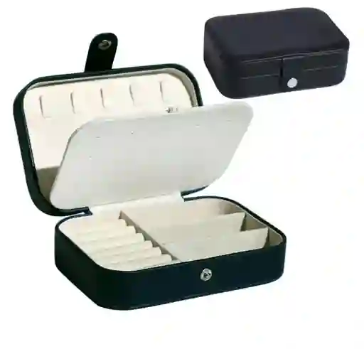 Joyero Portátil De Cuero Doble Capa Para Joyas - Negro